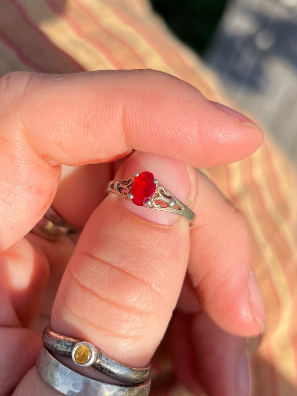 Silver Ring with Red Stone